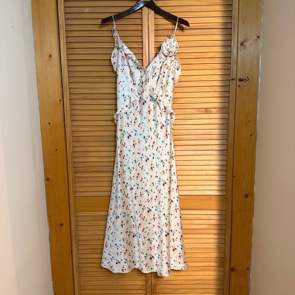 Bardot White Floral Maxi Dress size large